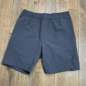 Olivers Apparel Elastic Waist Nylon Spandex Athletic Shorts Mens Medium Blue